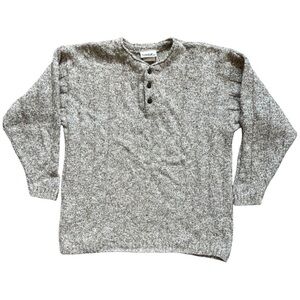 VINTAGE 80s Indie Grandpa Grunge Wool Blend Pullover Button Sweater Sz M